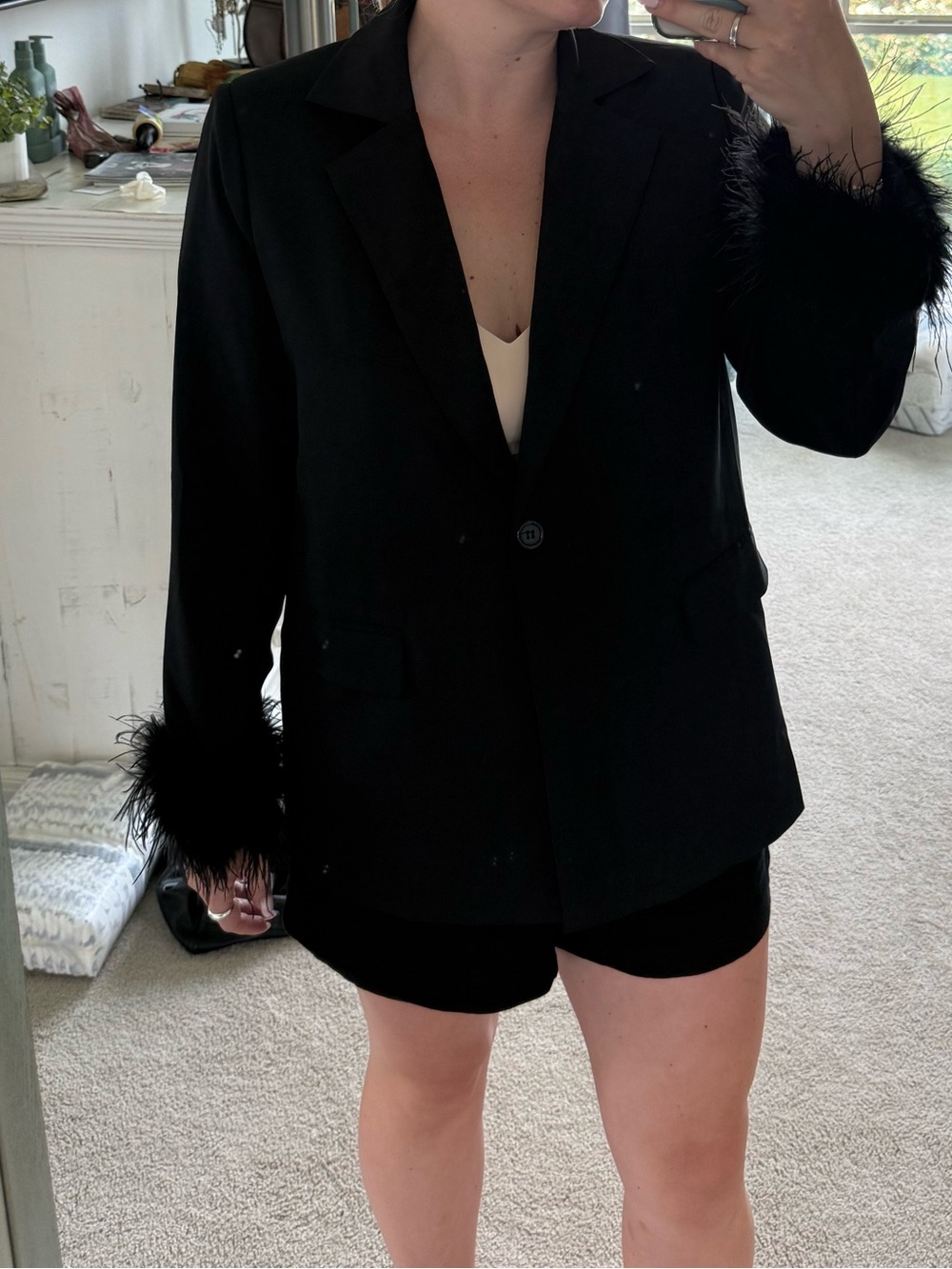 Peppermayo Shake It Off Feather Blazer in Black